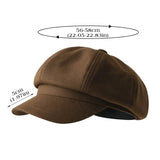 Bonnyshow Winter Warm Beret Hat for Women Vintage Solid Color Peaked Cap Korean Female Newsboy Cap Trend Girls Octagonal Hats