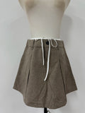 Bonnyshow  Coffee Linen Skirt Set Sleeveless Top Vest Short Skirts Summer New Fashion High End Casual Commuting Two Piece Set Women Outfits