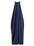 Bonnyshow  Summer Halter Backless Solid Silk Dresses Sleeveless Satin Minimalist 2025 Summer Elegant Evening Vestido Beach Party Lady Robe