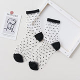 Bonnyshow 5 pairsFashion Kawaii Women Socks Sexy Lace Mesh Fishnet Socks Mixed Transparent Stretch Elasticity Ankle Net Yarn Thin Sox