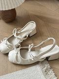 Bonnyshow  High Heel Sandal for Women Female Shoe 2025 Summer Med Mary Jane High-heeled Girls New Bow Medium Scandals Pumps Butterfly-knot