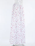 Bonnyshow  Floral Print Satin Long Skirt Women High Elastic Waist Elegant Chic A-line Faldas Summer Streetwear Fashion Casual Maxi Skirts