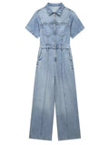 Bonnyshow  Denim Jumpsuits For Women Loose Fashion Blue One Piece Women's Autumn Winter Street High Waist Overalls Womens Body Suit