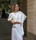 Bonnyshow  Floral Print Satin Long Skirt Women High Elastic Waist Elegant Chic A-line Faldas Summer Streetwear Fashion Casual Maxi Skirts