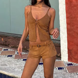 Bonnyshow  Love Embelished Hollow Out Cami Tank Top Vintage Sexy Backless Camisole Concert Outfits Women Summer Clubwear Vest 2025