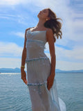 Bonnyshow  Female Sequined Tassel Slip Dresses Elegant Ladies Sleeveless Backless Shining Slim Strap Dress 2025 Summer Fashion New Robe