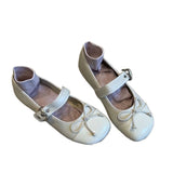 Bonnyshow  French Retro All-match One-word Buckle Mary Jane Shoes Women's 2025 Spring and Autumn New Bow Flat Shoes Single-layer Shoes