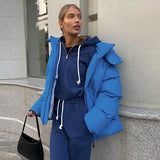 Bonnyshow Winter Thicken Warm Windproof Women's Coat Simple Casual Loose Solid Color Cotton-padded Coats New Fashion Women Outerwears