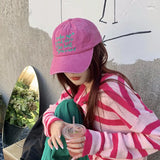 Bonnyshow Letter Embroidery Baseball Cap for Women Y2K Summer Girls Hip-hop Sun Hat Retro Washed Cotton Lady Snapback Caps