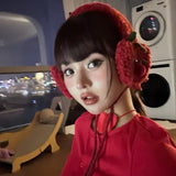 Bonnyshow Japanese Plush Apple Ear Muffs Ladies Plush Earplugs Cold Ear Muffs Warm Cute Plush Windproof Ear Muffs Bike Accessories