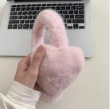 Bonnyshow Women Bow Knot EarMuffs Kawaii Heart Fluffy Ear Muffs Cold Protection Women Ear Cover Thickened Plush Japanese JK Girls Earplugs