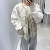 Bonnyshow Autumn Winter New Patchwork Fake Two Piece Jackets Long Sleeve Knitted Tops Mujer Y2k O-neck Single Breasted Coat Women