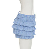 Bonnyshow  Sweet Girls Plaid Bow Cake Skirts Shorts Summer New Chic Beach Style Casual Low Waist Slimming Mini Shorts for Women