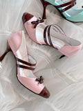 Bonnyshow  New Spring Autumn Elegant Side Space High-heeled Lolita Shoes Fashion Sweet and Cute Pointed Toe Fashion High Heels Pumps