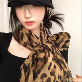 Bonnyshow Leopard Scarf Y2k Vintage American Hottie Silk Scarf Shawl Women's Scarf Beach Shawl Sunburn Prevention Coldproof  Accessories
