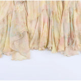 Bonnyshow  Elegant Irregular Women's Skirt Beach Printing Flower Ruffle Hem Ankle-length Female Skirts 2025 Summer Fashion Lady Outwear