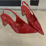 Bonnyshow  Fashion Summer Sexy Pointed Toe Chunky Heels Sandals Women Elegant Party Wedding Casual Slingback Mules Versatile Pumps Shoes