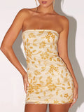 Bonnyshow  Bead Embroidery Flower Summer Tube Dress Women Sequins Sleeveless Backless Slim Evening Party Dresses Holiday Seaside Vestidos