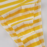 Bonnyshow  Striped Patchwork Skinny Sweet Bikinis Set Summer Fashion Beach Style Chic Women Piece 3 Set