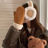 Bonnyshow Women Wool Earmuffs Solid Plush Warm Outdoor Skiing Cycling Windproof Cold-Proo Ffluffy Ear Muffs Women Men Earflap Winter