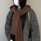 Bonnyshow Winter Knit Balaclava Hat Korean Warm Beanies Cap Scarf One Piece Thicken Woolen Female Hooded Caps Scarf Bib Bonnet
