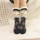 Bonnyshow Christmas Legwarmers Elk Snowflake Pattern Slipper Socks Knitted Socks Anti-slip Carpet Socks Christmas Gift Women's Accessories