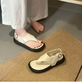 Bonnyshow  Summer Clip Toe Platform Flats Women Sandals Fashion Ankle Buckle Shoes Ladies Outdoor Gladiator Sandalias