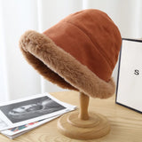 Bonnyshow Mongolian Hat Women Autumn Winter Windproof Warm Hats Thick Plush Warm Fisherman Cap Korean Ear Protection Bucket Hats
