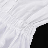 Bonnyshow  Casual Shirt Dress For Women Lapel Folds Short Dress Loose High Waist A-line Dress Buttons 2025 New Female White Dresses
