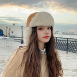 Bonnyshow Fluffy Fur Bomber Hat for Women Men Winter Thick Warm Plush Ushanka Cap Outdoor Windproof Ski Cycling Caps with Earmuff