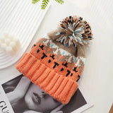 Bonnyshow Winter Knit Beanies for Women Colorful Pompom Thick Warm Pullover Hats Anti-Cold Outdoor Windproof Woolen Caps Bonnet
