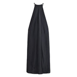 Bonnyshow  Summer Halter Backless Solid Silk Dresses Sleeveless Satin Minimalist 2025 Summer Elegant Evening Vestido Beach Party Lady Robe