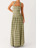 Bonnyshow  Elegant Floral Print Maxi Dress Sleeveless V-Neck Backless Boho Dress for Beach Wedding or Garden Party