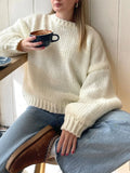 Bonnyshow  Autumn Solid Long Sleeve Sweater Women 2025 New Round Neck Knitted Pullover Sweaters Streetwear Casual Simple Fashion Jumpers