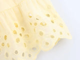Bonnyshow  Sexy Adjustable Spaghetti Straps V Neck Embroidery Camis Women Yellow Holiday Summer Tops 2025 Streetwear Crop Top