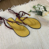 Bonnyshow  Summer Lace-Up Women Clip Toe Sandal Fashion Open Toe Narrow Band Footwear Ladies Gladiator Shoes Outdoo Flats Sandalias