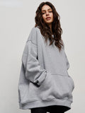 Bonnyshow Oversized Hoodies & Sweatshirts for Women Autumn Winter Thick Warm Fleece Sweatshirts Girls Streetwear Loose Pullover