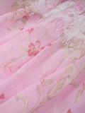 Bonnyshow  Romantic Floral Print Maxi Dress Ruffle Trim Lace Detail Tiered Long Pretty Pink For Women Sleeveless Summer TH9769