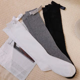 Bonnyshow Bow Knot Lolita Socks Women Girls Long Socks Lolita Soft Jk Uniform Knee Socks Autumn Winter Bowknot Sweet JK Knitted Stockings
