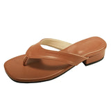 Bonnyshow  Summer Fashion Thin Low Heels Slippers Women Round Clip Toe Beach Casual Sandals Flip Flops Shoes Zapatos De Mujer