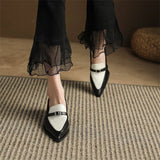 Bonnyshow  New Summer Style Fashionable Comfortable Wear-resistant Belt Buckle Thick Heel Medium Pointed Matching Women's Single Shoes