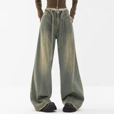 Bonnyshow-Winter Y2k Fashion Women Harajuku Jeans Wide Leg Punk Loose Casual Long Trousers Denim Cargo Baggy Pants Femme Streetwear