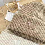 Bonnyshow Unisex Winter Warm Beanie Cap Men Large Head Thicken Woolen Embroidery Letter Skullies Hat Women Outdoor Casual Loose Bonnet