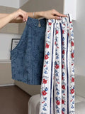 Bonnyshow  Retro Vacation Style Floral Casual Pants Women Summer Thin Ice Silk Cool Sunscreen High Waist Loose Drop Wide Leg Long Pants