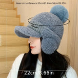 Bonnyshow Fashion Women Winter Fur Warm Windproof Hat Lei Feng Cap Fur Ear Flap Cap Buckle Warm And Thick Ear Protection Outdoor Headwear