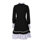 Bonnyshow Gothic Lolita Dress Cosplay Maid Medieval Retro Punk Bow Ruffle Lace Patchwork Big Swing A-Line Party Dress Preppy Style Dresses