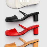 Bonnyshow  New High Heels Women Slippers Chunky Mules Shoes 2025 Trend Slingabck Sandals Summer Designer Sexy Woman Pumps Zapatillas Mujer