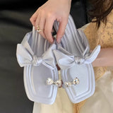Bonnyshow  Bling Rhinestone Butterfly-knot Flat Sandals Fashion Clip Toe Beach Flip Flops Sexy Luxury Brand Designer Shoes Zapatos De Mujer