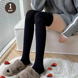 Bonnyshow New Fashion Women Knee-socks Lady Splicing Soft Stockings Autumn Winter High Tube Thermal Socks Casual Sock ﻿