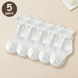 Bonnyshow 2/5 Pairs Women Princess Lace Socks Vintage Ladies Girl Ruffle Ankle Princess Ladies Cute Socks With Lace Pile Female Socks